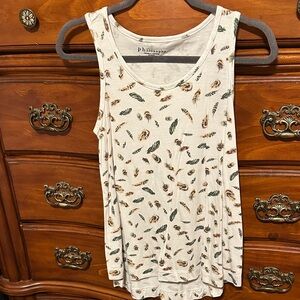 Philosophy White Feather Pattern Tank Top